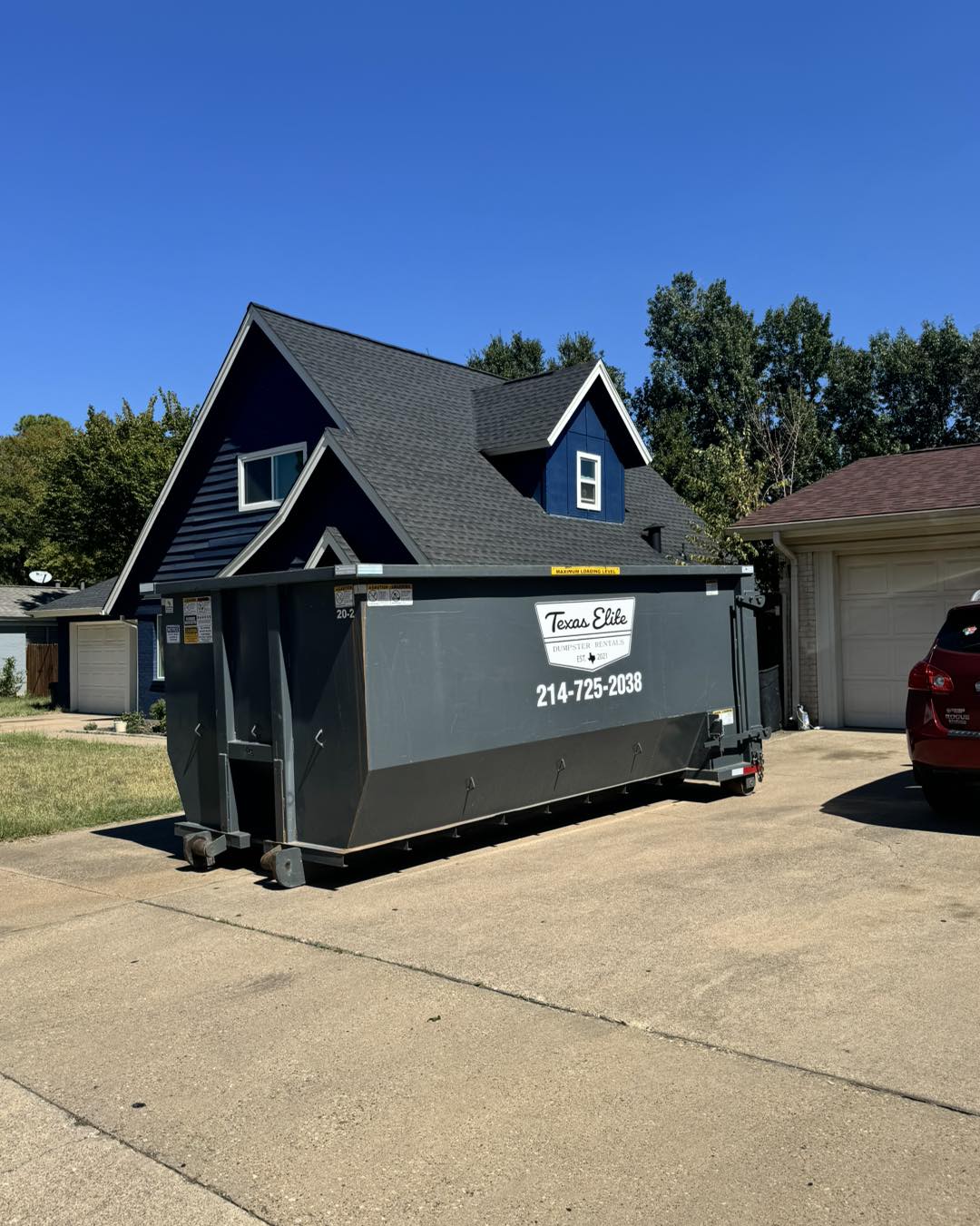 Residential dumpster rental by Texas Elite Dumpster Rentals